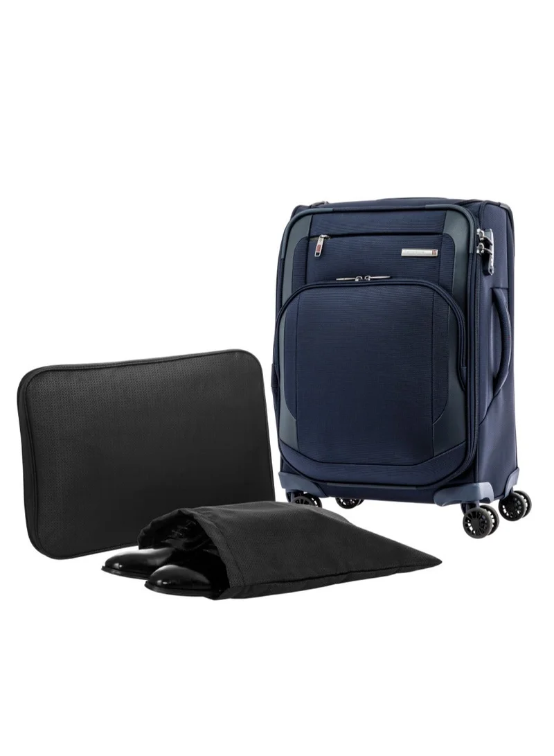 Samsonite  Hexel Suitcase Cabin Size 56 cm / 20 inch, 4 Spinner Wheels, 100% Nylon, Navy|TSA Lock|Trifold Garment Bag|Shoe Bag|Expandable|Front Storage Compartment|Top Storage Pocket - 10 Years International Warranty  | Best Price UAE